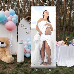 Custom Baby Shower Retractable Banner Stand INCLUDED with full color print, Life Size Portrait, Baby Shower Photo Print, baby shower Decor