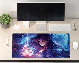 Tappetino per mouse da gioco - Tappetino da scrivania per giochi anime - Grande tappetino da scrivania - Tappetino per mouse da gioco estensibile - Tappetino da scrivania estetico - Regalo per giocatori - Tappetino da scrivania