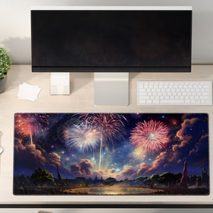 Gaming Mouse Pad - Fireworks - Gaming Desk Mat - Large Desk Pad - Extend Gaming Mouse Pad - Aesthetic Desk Mat -Gift for Gamers- pirates