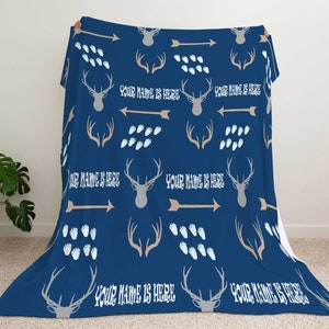 Personalized Baby Blanket , Deer Blanket, Antler Arrow Blanket, Woodland Blanket, Hunting Blanket