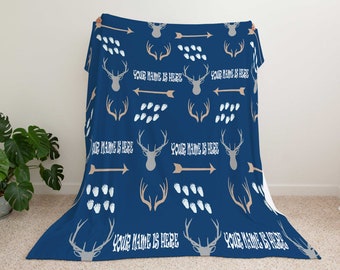 Personalized Baby Blanket , Deer Blanket, Antler Arrow Blanket, Woodland Blanket, Hunting Blanket