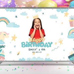 Custom Photo Birthday Backdrop, Magical Unicorn Birthday Banner ,Party Backdrop, Birthday Party, birthday banner with picture, Unicorn