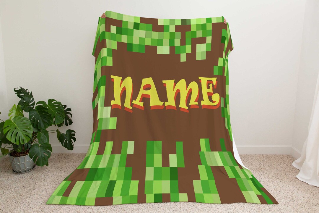 Custom Minecraft Inspired Blanket, Personalized Pixelcraft Blanket