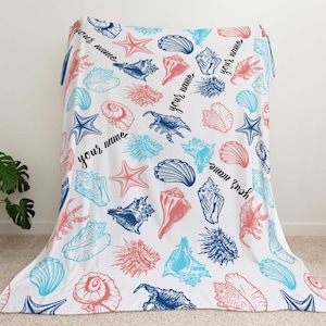 Seashell Blanket  - Beach House Decor - Under The Sea Throw - Classic Living Room - House Warming Gift Ideas