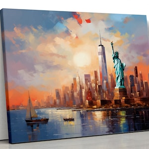 New York City Skyline Wall Art Canvas- Wall Art- Colorful Art-Canvas Wall Art- Wall Hangings -Home Decor -Home Wall Hangings - Canvas Print