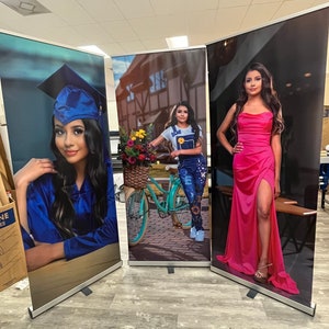 Custom Birthday Retractable Banner Stand INCLUDED with full color print | Adjustable banners| Girl party, Sweet 16, Quinceanera