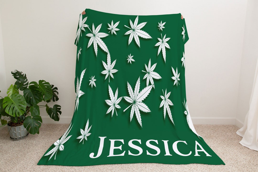 Marijuana Blanket , Cannabis Print Blanket, Plant Print Blanket , Grass