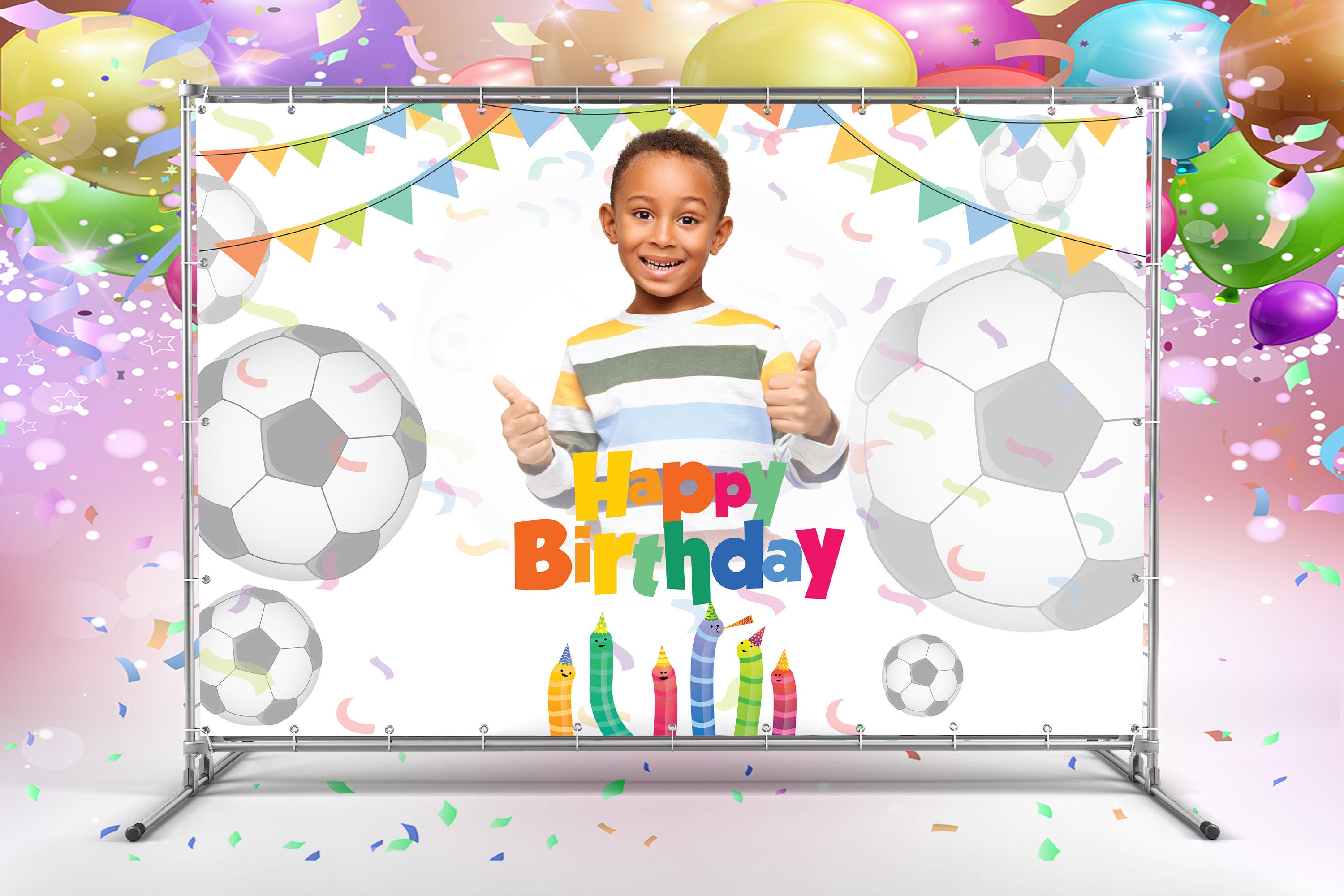 Custom Photo Birthday Backdrop Soccer Birthday Banner Party Backdrop Birthday Party Party Backdrop Soccer birthday