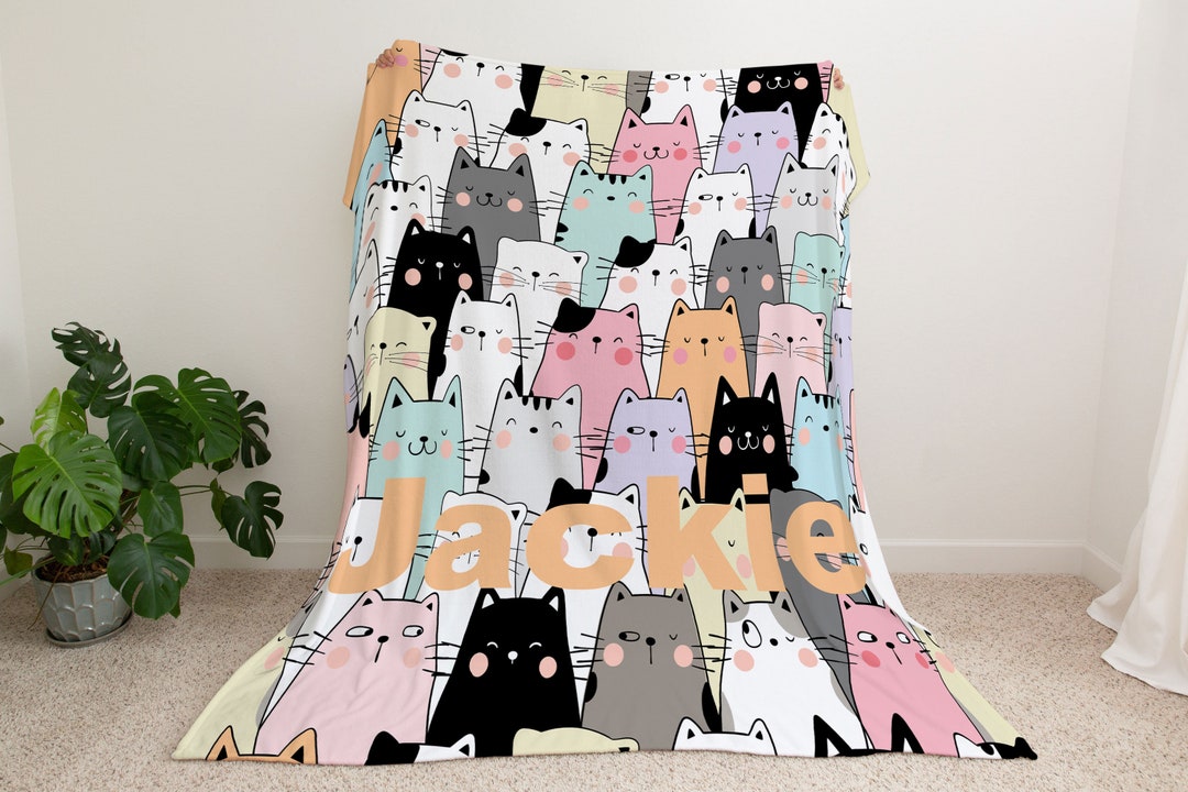 Cats Blanket Cats Print Blanket Cat Throw Blanket Cat Mom Dad Blanket
