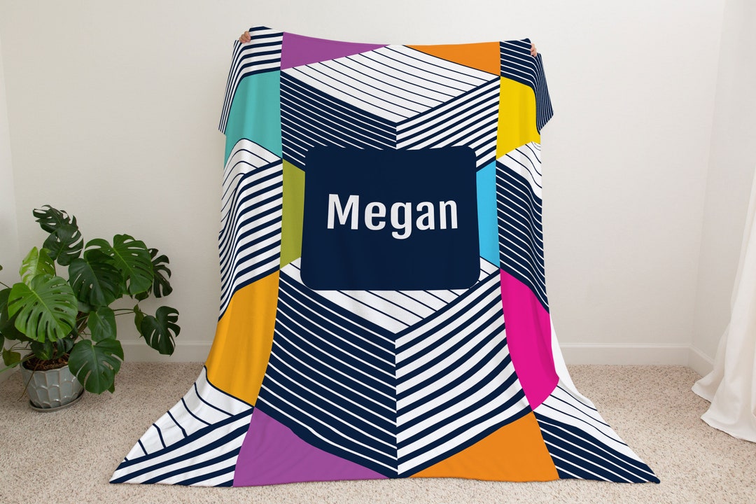 Colorful Abstract Multi Color Blanket , Family Name Blanket, Wedding