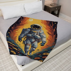 Coperta da passeggio per astronauti, coperta con nome personalizzato, coperta da astronauta, coperta spaziale, regalo da astronauta, coperta fantascientifica