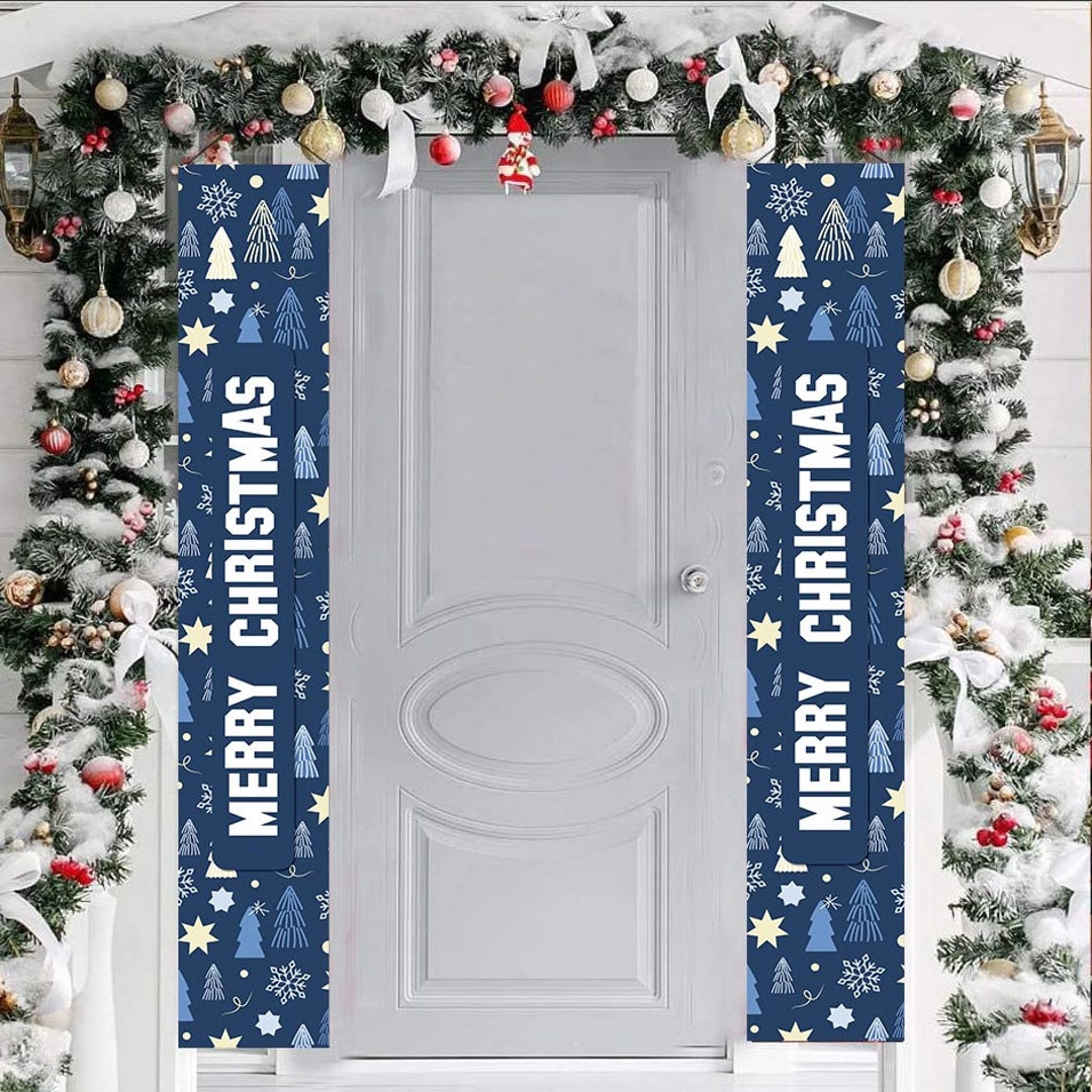 Blue Christmas Decor for the Front Door, Christmas Decor, Front Porch ...