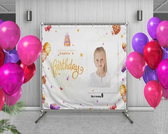 Niestandardowe tło urodzinowe ze zdjęciem, tło urodzinowe Party Sparkle, powtórzenie kroku na przyjęciu urodzinowym, tło na bal maturalny, niestandardowe tło na 16 urodziny