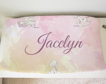 Custom Name Baby Changing Pad Cover for Your Unique Nursery | Blue With Stars |  Nursery Decor |Create your own Pad Cover | Machine Washable