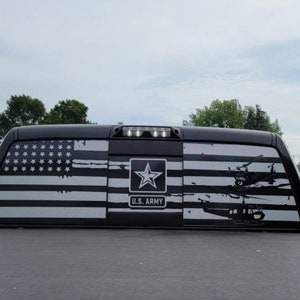Custom Design your own Rear Window | WITH SLIDING window | Mural | Decal for rear window on Truck, RV, Campers  | See out not in technology