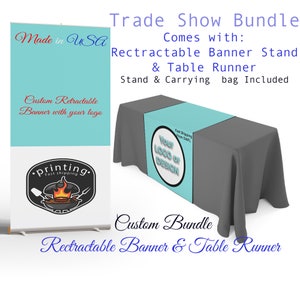 Custom Retractable Banner, Table Runner, Pop Up shop, Trade Show Package, Roll up Banner Table Throw, Custom Logo Design, Fast Shipping