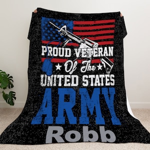 Army Blanket - Soldier blanket - Veteran Blanket, Military Throws, Gift for Veteran, Veteran Gifts - Custom Name Blanket