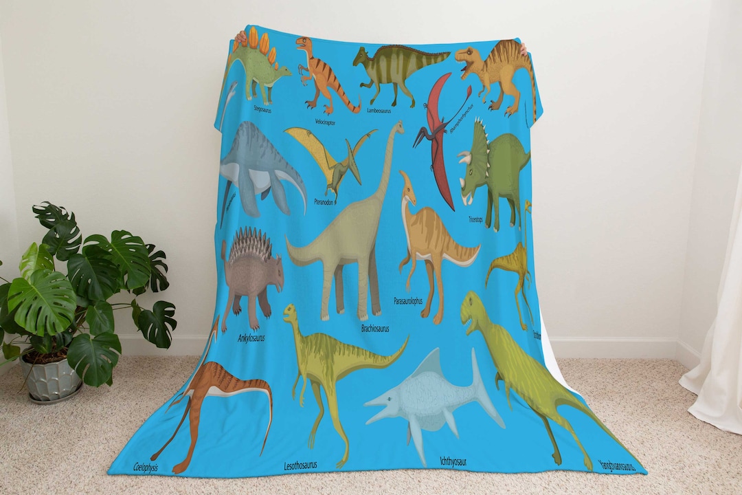 Personalized Dinosaur Blanket for Kids Gift Custom Name Blanket Throw