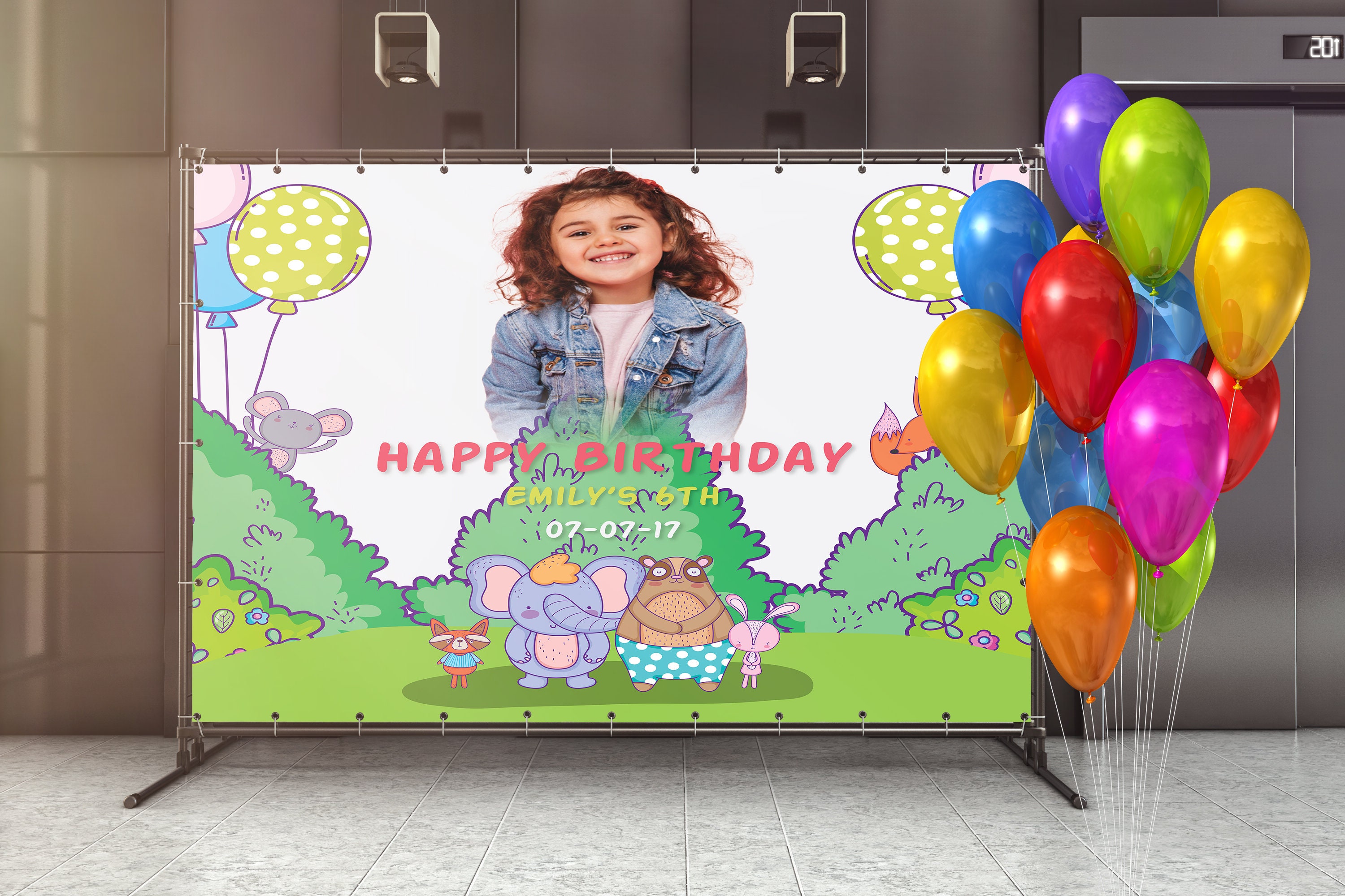 Custom Photo Birthday Backdrop Party Animals Birthday Banner Zoo Animal Birthday Party Sign Wild Animals Birthday Party