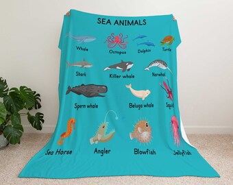 Personalized Ocean Animals Blanket - Sea Animals Baby Blanket - Ocean ...