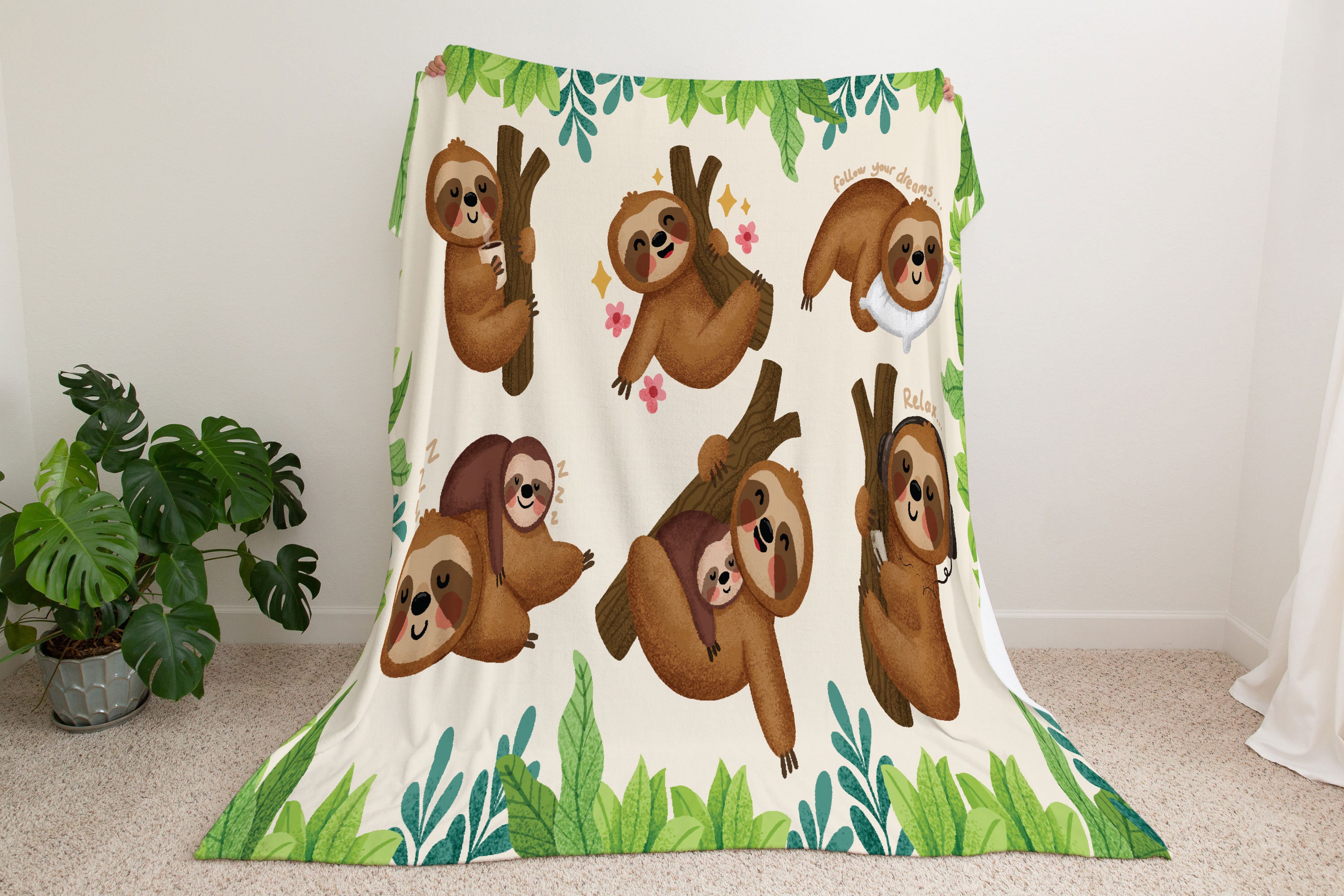 No Sew Blanket Kit - Sloth - Personalization Available