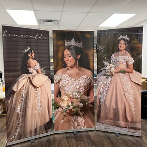 AANTAL: 3| Custom Quinceanera intrekbare 3 bannerstandaards inbegrepen | Quinceanera verjaardagsbannerstandaard | Verjaardagsbannerstandaard | GRATIS VERZENDING