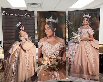 QTY: 3| Custom Quinceanera Retractable 3 Banner Stands included | Quinceanera Birthday Banner Stand | Birthday Banner Stand | FREE SHIPPING