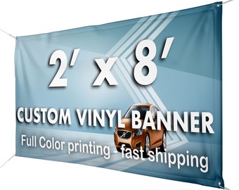 Free Shipping 2' X 5' Full Color Custom Indoor/Outdoor Vinyl Banners 13 oz 