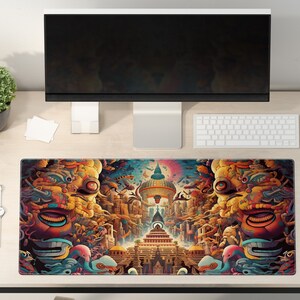 Gaming Mouse Pad -Trippy Art Gaming Desk Mat - Large Desk Pad - Extend Gaming Mouse Pad - Trippy Aesthetic Desk Mat -Gift for Gamers