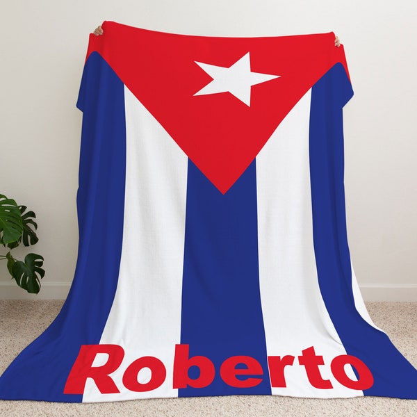 Personalized Flag of Cuba Blanket, Custom Gift for Cuban, Cuban Flag Blanket, Personalized Country Flag Gift, Name Blanket, Cuba souvenirs