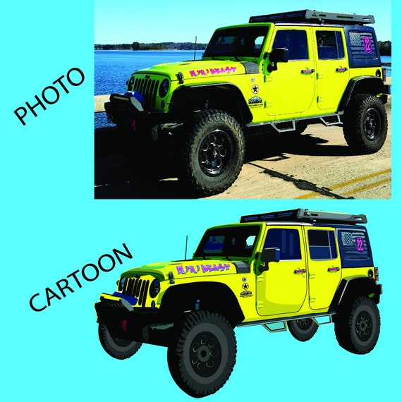 Custom Car Cartoon Sticker Transform Your Car Into a Cartoon Etsy