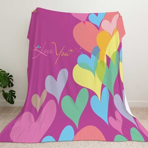 Colorful Heart Valentine's Blanket, Heart Valentine's Throw Blanket, Valentine's Day Blanket, Valentine's Day Gift, Gift for Valentine's Day