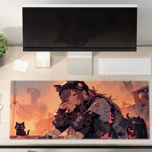 Tapis de souris de jeu - Tapis de bureau de jeu anime - Grand sous-sol - Tapis de souris de jeu extensible - Tapis de bureau esthétique - Cadeau pour les joueurs - Tapis de bureau