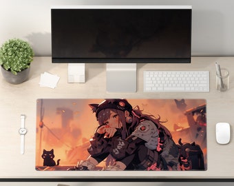Tappetino per mouse da gioco - Tappetino da scrivania per giochi anime - Grande tappetino da scrivania - Tappetino per mouse da gioco estensibile - Tappetino da scrivania estetico - Regalo per giocatori - Tappetino da scrivania