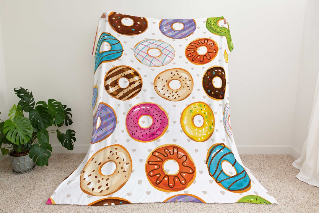 Donut Blanket, Personalized Donut Girl Name Blanket, Sprinkles Donut