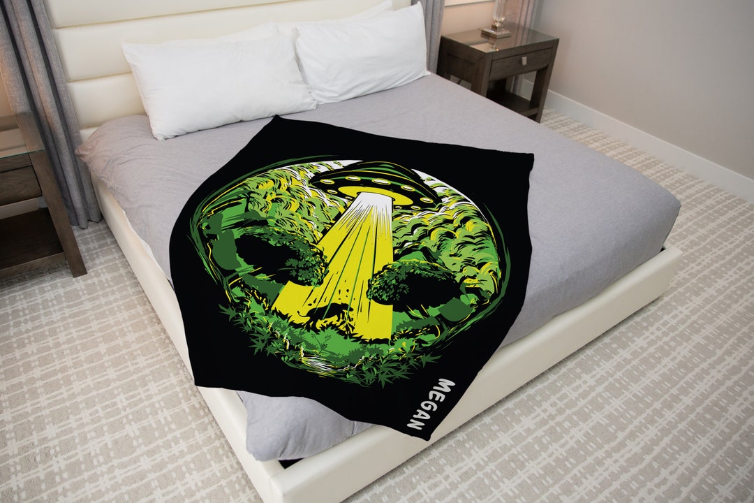 Personalized Alien Blanket, Custom Name Blanket, UFO Blanket, Space ...