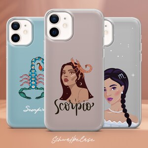 Etui na telefon z nadrukiem Skorpiona i gwiazdą zodiaku na iPhone'a 16e, 15, 14, 13, 12, XR, SE, Pixel 9 Pro, 8, 7A, Samsung S25 edge, S24 FE, A71, A36