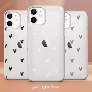 Klare Herz Handyhülle Minimalist Cover für iPhone 16e, 15, 14, 13, 12, XR, SE, Pixel 9 Pro, 8, 7A, Samsung S25 edge, S24 FE, A71, A36