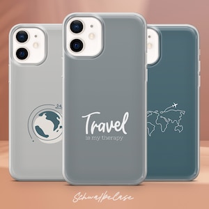 Travel World Map Handytasche Plane Trip Cover for iPhone 16e, 15, 14, 13, 12, XR, SE, Pixel 9 Pro, 8, 7A, Samsung S25 edge, S24 FE, A71, A36