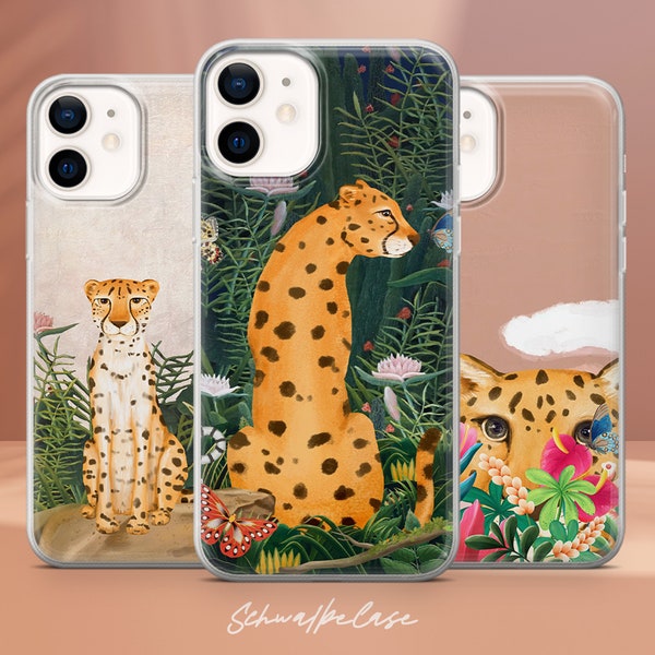 Jungle Leopard Phone Case Cute Cheetah Cover fit for iPhone 15 Pro Max, 14 Plus, 13, 12, 11, XR, SE & Samsung S24, S23, S22, A54, Pixel 8, 7