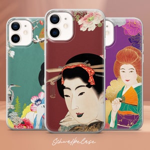 Funda para teléfono con diseño de geisha japonesa, estilo kimono, para iPhone 16e, 15, 14, 13, 12, XR, SE, Pixel 9 Pro, 8, 7A, Samsung S25 edge, S24 FE, A71, A36