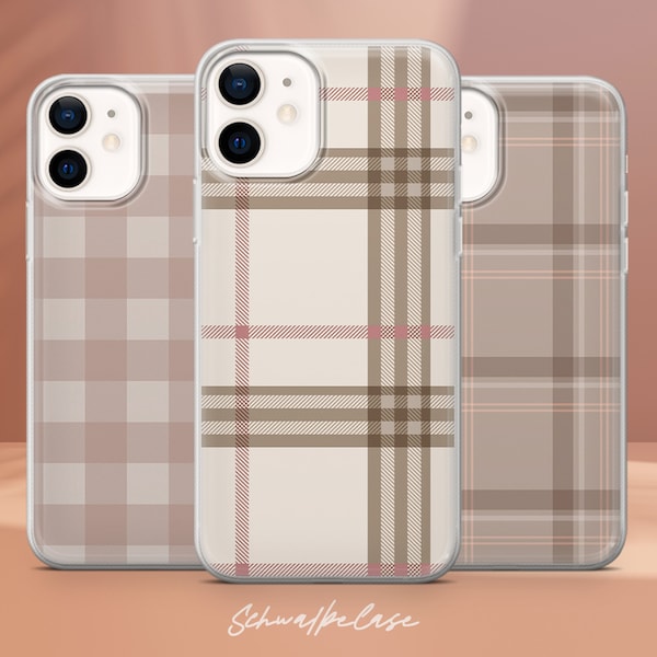 Plaid Phone Case Tartan Fabric Print Cover fit for iPhone 15 Pro Max, 14 Plus, 13, 12, 11, XR, SE & Samsung S24, S23, S22, A54, Pixel 8, 7