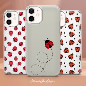 Ästhetischer Marienkäfer Handyhülle Polka Dot Cover für iPhone 16e, 15, 14, 13, 12, XR, SE, Pixel 9 Pro, 8, 7A, Samsung S25 edge, S24 FE, A71, A36