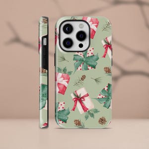 Custodia per telefono Christmas Pine Greenery, sottile e resistente, adatta per 16 Pro Max, 15 Plus, 14, 13, 12, XR, SE e Samsung S24, S23, Z Flip, Pixel 9, 8