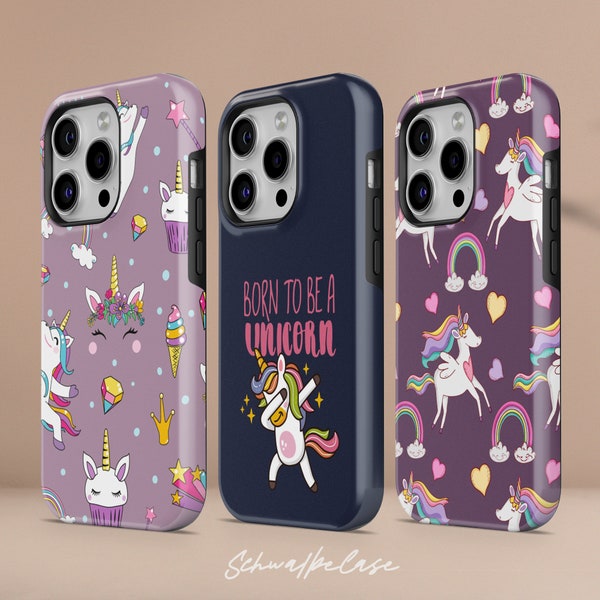 Funda de teléfono de unicornio estético Pastel Art TOUGH Cover apta para 15 Pro Max, 14 Plus, 13, 12, 11, XR, XS y Samsung S24, S23, S22, A54, Pixel 8, 7