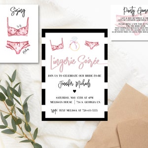 Lingerie Shower Invitation Instant Download | Printable Lingerie Shower Invite | Lingerie Party Bridal Shower | Panty Game