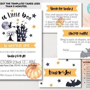 Halloween Baby Shower Invitation, Little Boo baby shower, Fall Baby Shower Invite Template, Halloween Baby Shower Sprinkle or Gender Reveal