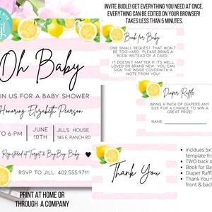 Lemon Baby Shower Invitation, Lemonade Digital Baby Shower Invite, Baby Girl Shower Invite, citrus baby shower invitation, girl baby shower