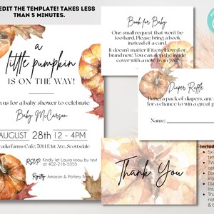 EDITABLE Fall Baby Shower Invite, Little Pumpkin Baby Shower, fall baby shower, modern baby shower Invitation, Invitation instant download
