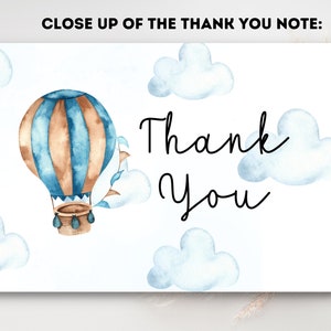 Up Up and Away Hot Air Balloon Baby Shower Thank You, Gender Neutral Baby Shower Thank You, Adventure Awaits Hot Air Balloon Thank You Note
